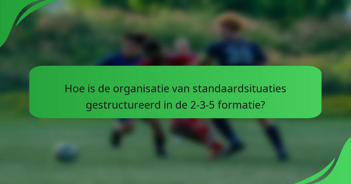 Hoe is de organisatie van standaardsituaties gestructureerd in de 2-3-5 formatie?