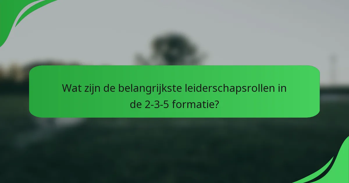 Wat zijn de belangrijkste leiderschapsrollen in de 2-3-5 formatie?